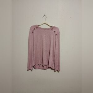 SHEIN Pink Long Sleeve Top with Button Accents